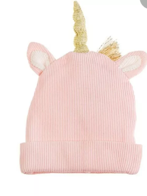 Mud Pie E1 The Kids Shoppe Baby Girl Knit Unicorn Hat 0-3M Pink NWT