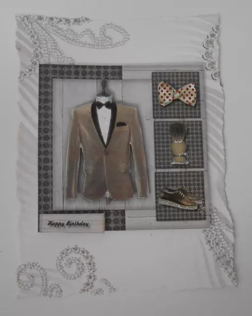 Pk 2 Male Evening Suit Happy Birthday Topper Embellishment For Cards & Craft