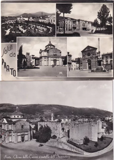 C15415-(Toscan), Due Cartoline, Prato Chiesa Delle Carceri E Castello + 4 Vedute