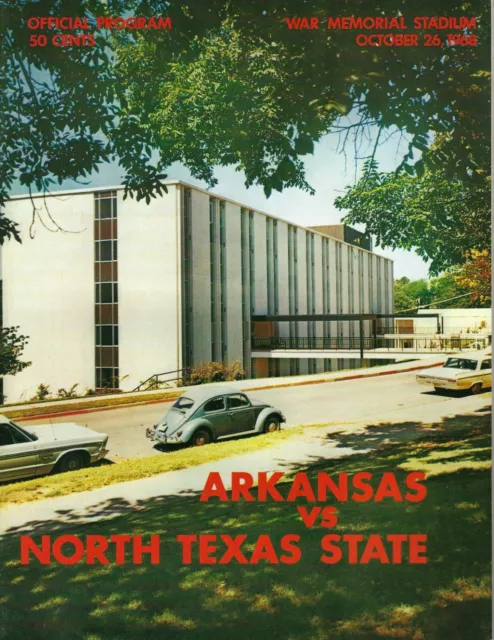 1968 10/26 football program North Texas State v Arkansas Razorbacks VG