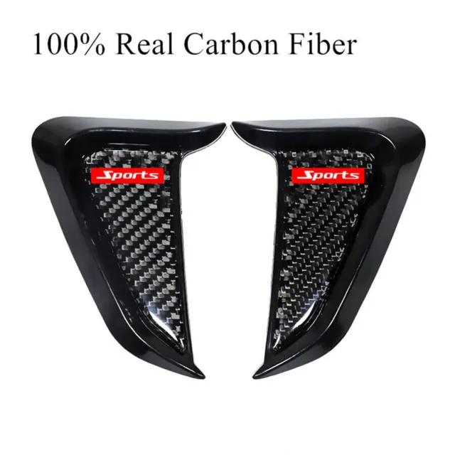 Carbon Fiber Car Side Fender Shark Air Vent Decor Wing Cover Trim Universal 2pcs