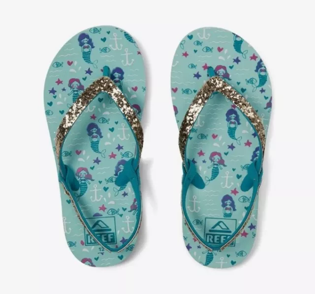 REEF GIRL'S STARGAZER Print Flip Flops Sandals Mermaid NWT Size 4/5 $10 ...