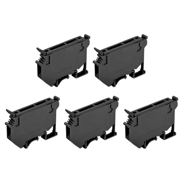 DIN Rail Mount Fuse Holder Terminal Blocks Screw Type Black UK5 Pack of 5