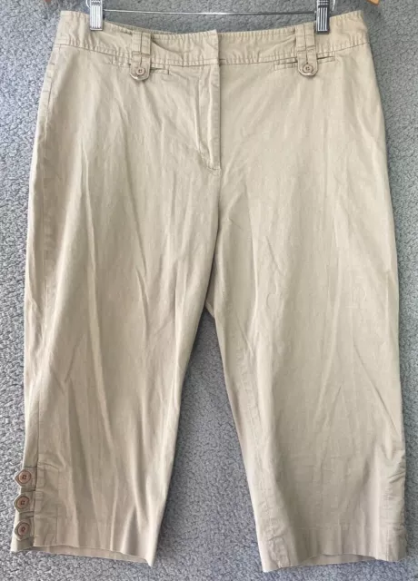 Dressbarn Womens Khaki Capri Pants High Rise Size 14