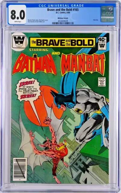 Brave and the Bold #165 CGC 8.0 (Aug 1980, DC) Batman, Man-Bat, Whitman Variant