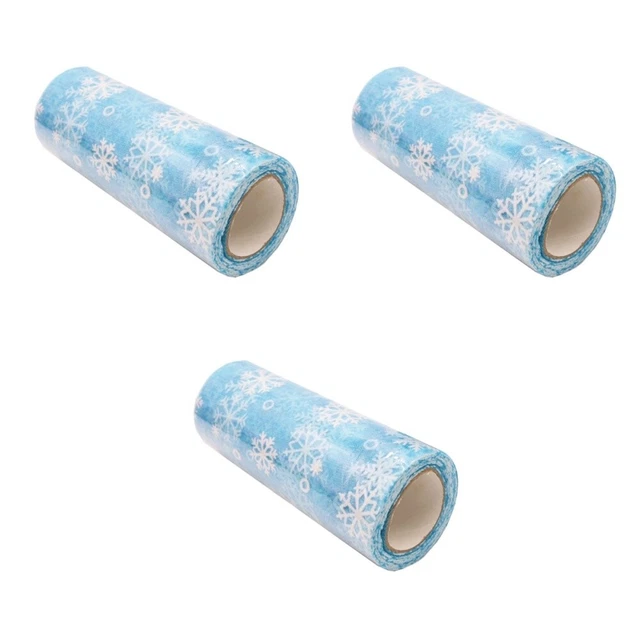 3 stücke 15cm 10 yards Weihnachten Schneeflocke Tüll Rolle Glitzernde Organza