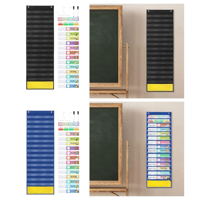 DAILY SCHEDULE POCKET Chart Wall Hanging 15+1 Pocket Educational Charts