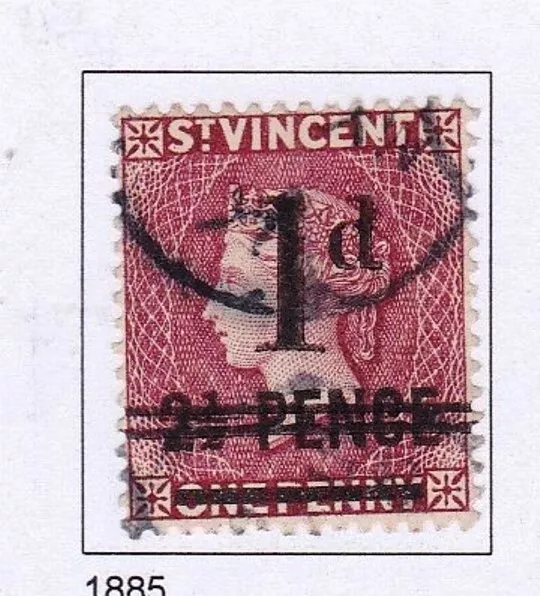 St Vincent 1d on 2½d on 1d red  (J643b)