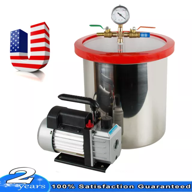 CE 5 Gallon Vacuum Degassing Chamber Silicone Kit With 3 CFM Pump