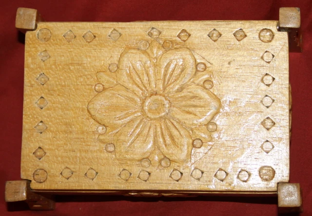Vintage Hand Carved Ornate Wood Box