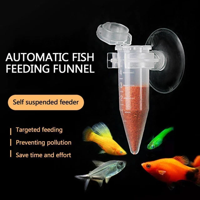Tapered Fish Feeder with Funnel Cup and Suction for Automatic Aquarium Worm