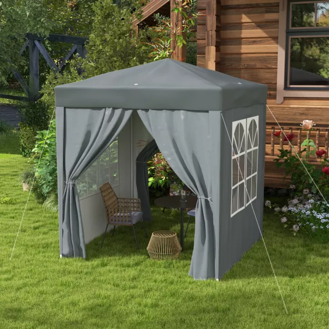 2m x 2m Garden Heavy Duty Pop Up Gazebo Marquee Party Tent Canopy Grey