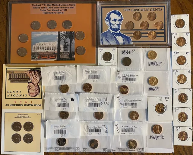 Lincoln Cents Assorted Lot, Proofs, Uncirculated, Circ & Sets