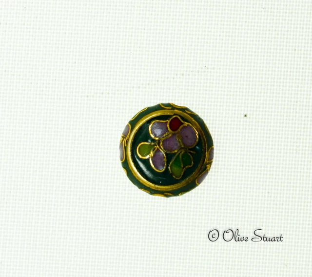 Oriental Cloisonne Beads Loose disc/button 12mm x 6mm 3