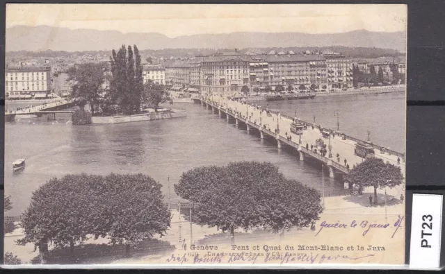 Ansichtskarte Genf / Genève | Quai du Mt-Blanc mit Straßenbahn | 1907 PT23