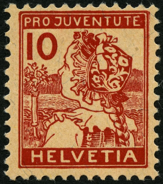 SCHWEIZ 129 *, 1915, 10 C. Pro Juventute, Falzrest, Pracht, Mi. 100.-
