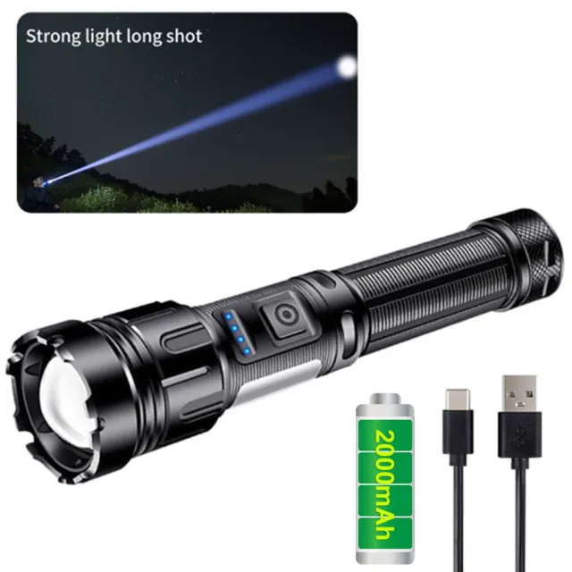 1200000LM LED Flashlight Zoom Light Super Bright Torch USB Rechargeable Lamp AUS 3