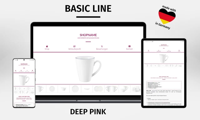 EBAYVORLAGE Template Responsive Auktionsvorlage BASIC LINE DEEP PINK