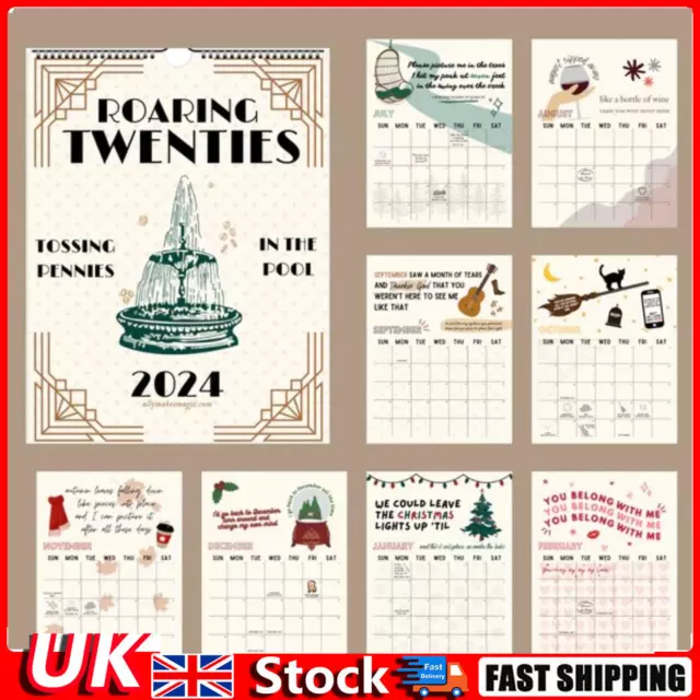 2024 Roaring Twenties Calendar 12 Monthly Wall Hanging Calendar Home Decor Gift