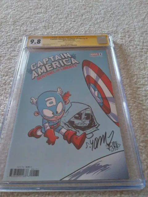 Captain America #1  Skottie Young Variant CGC 9.8 SIGNED WITH DR DOOM  SKETCH!