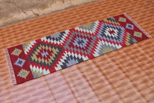Petit tapis de coureur Kilim 2x6 tapis traditionnel afghan en laine...