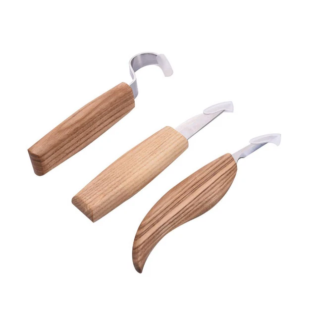 3 piezas acero inoxidable talla madera cortador madera escultural hazlo tú mismo mango de madera cuchara