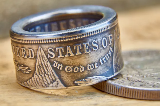 Coin Ring hand made from Morgan Silver Dollar Polished Or Patina