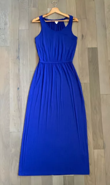 EUC GAP Powerful Blue Rouched Racerback T-Back Tank Maxi Dress, SMALL