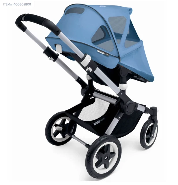 Bugaboo Buffalo Breezy Sun Shade Hood Canopy Ice Blue - Mesh & Mosquito barrier.