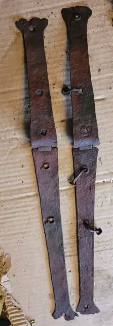 Matching Pair of Very Early Hand Forged Hinges circa 1780-1840