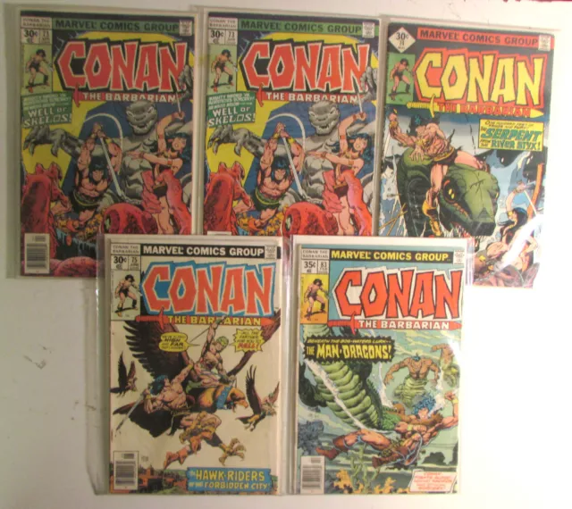 Conan The Barbarian Lot of 5 #73x2,74,75,83 Marvel (1977) Newsstand Comics
