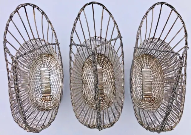 French Woven Metal Basket Bottle Holders Caddy Used in a Parisian Restaurant