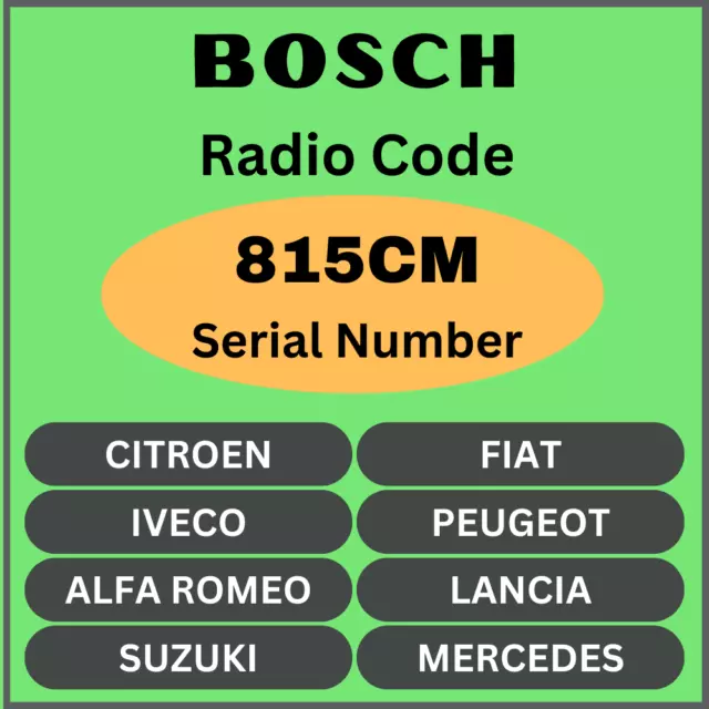 Unlock Your Bosch Radio Stereo Code Fiat-Iveco-Peugeot-Mercedes-Citroen-Lancia