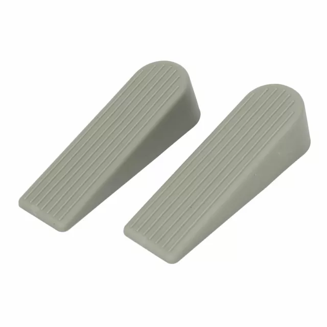 Home Office Rubber Safety Wedge Jam Door Stopper Doorstop Gray 100mm Length 2pcs