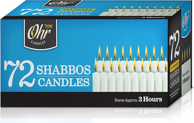 Shabbat Candles - Traditional Shabbos Candles - 3 Hr. - 72 Ct.