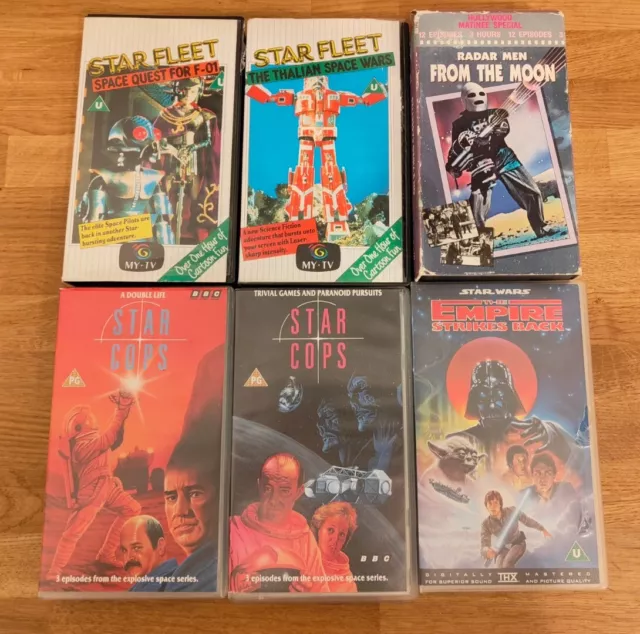 VHS VIDEO BUNDLE - X6 Cult Sci-Fi Star Cops Star Fleet Star Wars Radar Men