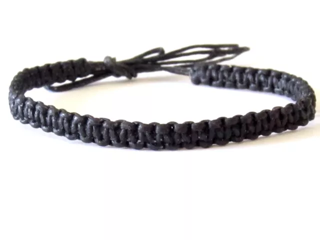 Bracelet Black Cotton Cord Hemp Wrist Band Adjust Anklet Surfer Boho Men Women