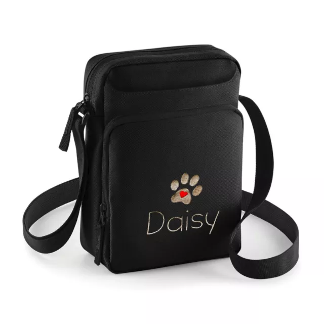 Dog Walkers Accessory Bag Cross Body Strap Embroidered Name And Motif Free P&P