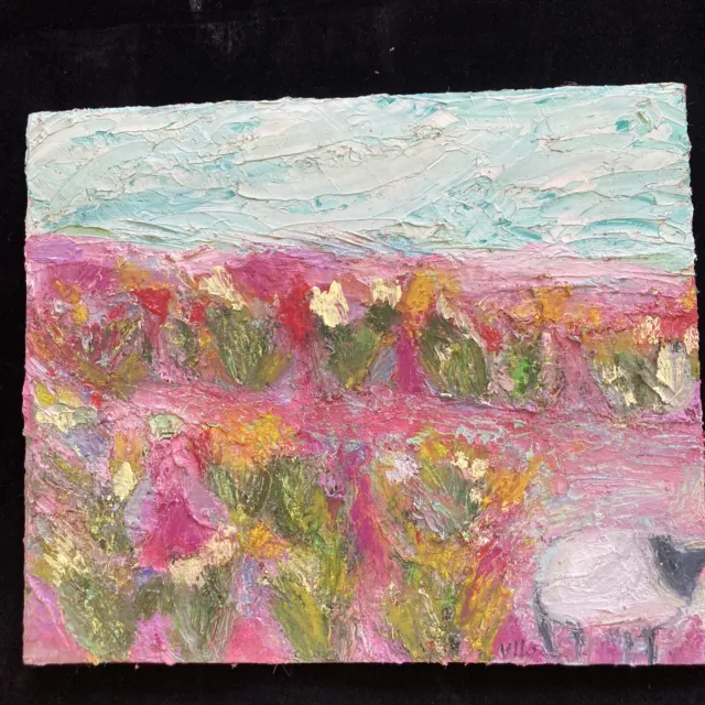 Southwest Hills With Sheep”  “Original Oil  Painting 12”x10” BirchWood Panel