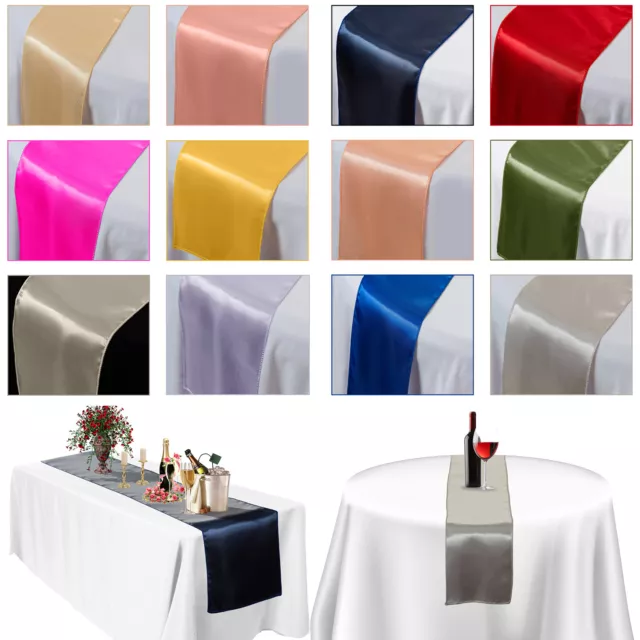 Satin Table Runners Chair Swags Wedding Party 28cm x 274cm Table Decoration UK