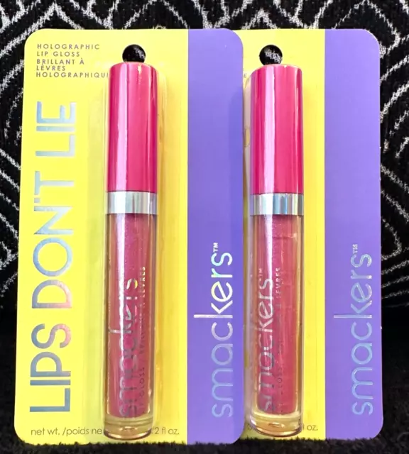 2 Lip Smackers Lips Don't Lie Holographic So Lit! Pink Lip Gloss Juicy Lipstick
