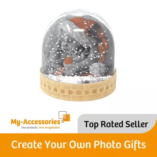 Blank Christmas Snow Globe Wood Look Base 70x62mm SD2 Photo Insert Gifts & Promo