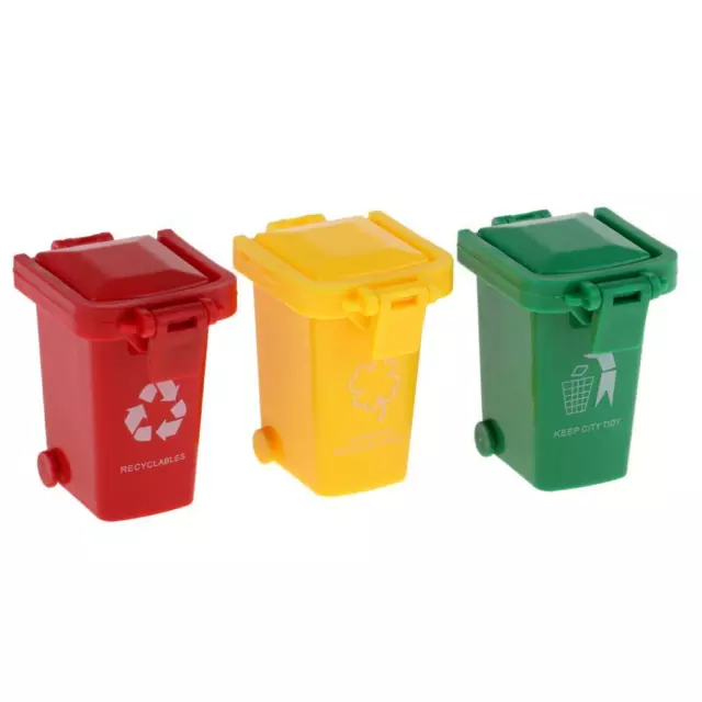 3 Pieces Mini Curbside Trash and Recycle Can Set, Desktop Organizer, Pencil