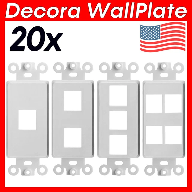 20 Pack Keystone Jack Insert for Decora Wall Plate QuickPort Insert White LOT