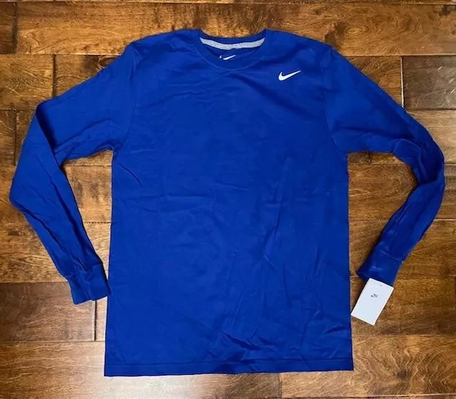 Nike Men's Royal Blue Long Sleeve Crew Neck Tee Shirt Large