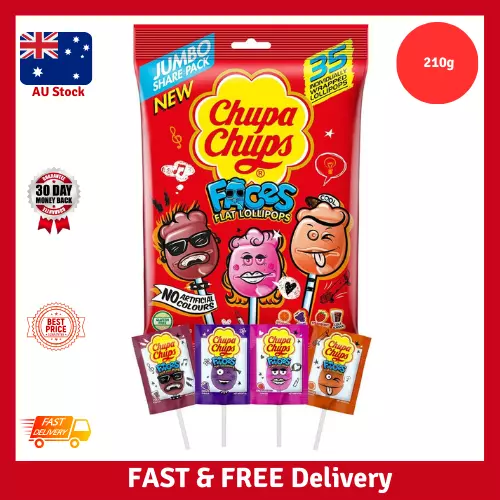 Chupa Chups Faces Bag, 35 Lollipops, Fun Small Treats,210g FAST FREE SHIPPING AU