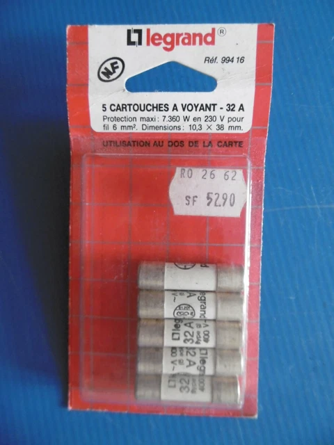 Fusibles - Legrand - Boite De 5 Cartouches A Voyant - 32 A - Boite Non Ouverte