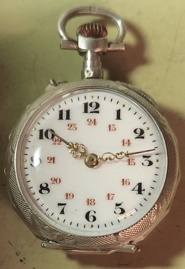 Montre à Gousset Ancienne En Argent Guillochée - Mariage, Monogrammée, Années 1890