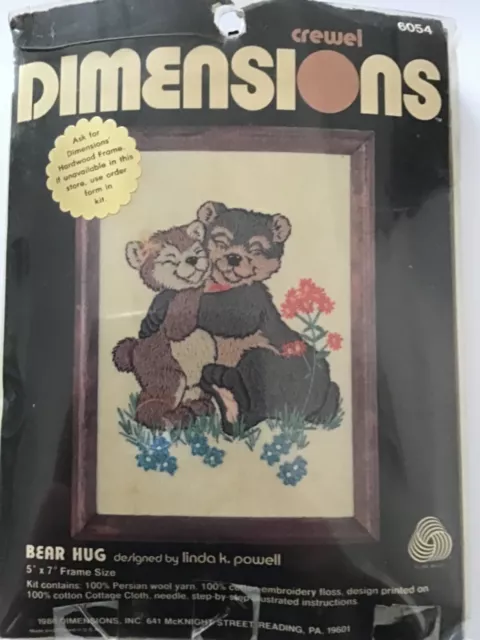 Vintage Crewel Dimensions Kit Bear Hug. 1980. Unused
