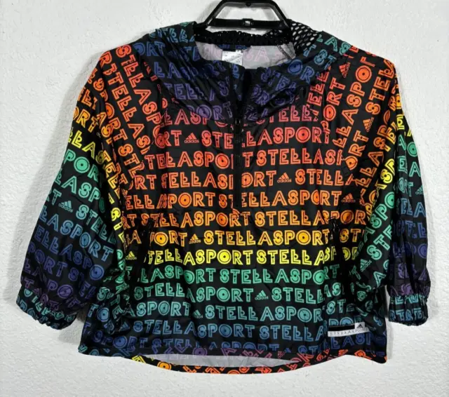 Adidas Stellasport All Over Print Jacket Womens Large Cropped Multicolor 3/4 Slv